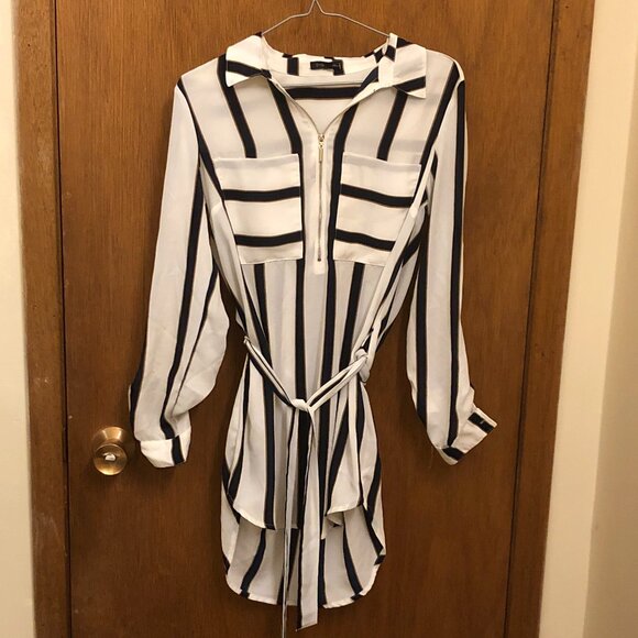 Dynamite – striped long tunic shirt with belt - Size XS - Picture 1 of 7
